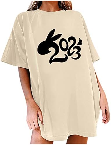 Топ Риза за дами Лято Есен Комфорт Цвят 2023 Облекло Редовен Намаляване С Къс Ръкав и Кръгло Деколте Графична Ежедневни