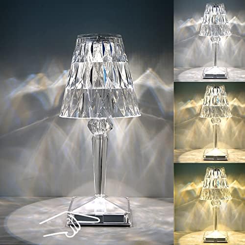 Кристален лампа Nusogon, Безжична лампа, Сензорна лампа, с Променящ се цвят, Акумулаторна Диамантена Настолна лампа за