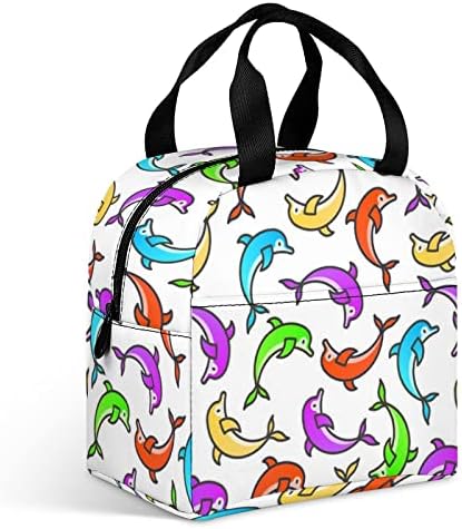 Цвят Скачащи Делфини Обяд Бокс Охладител Лед чанта Чанта Изолация Портативен за Работа Пикник