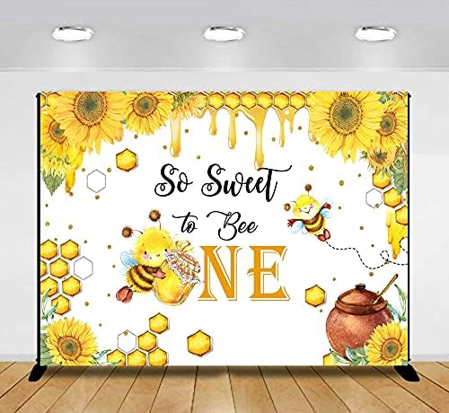 Sensfun Bee 1st Birthday Background So Sweet to Bee One Honeycomb Фон за снимки на Първия Рожден Ден на Слънчогледа Цветя