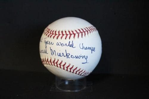 Автограф на Ед Миерковича (световен Шампион 1945) по бейзбол Auto PSA/DNA AM48837 - Бейзболни топки с автографи