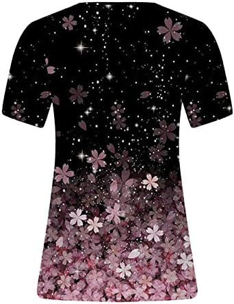 Дамска Блуза на лятото 2023 Размер Плюс, Дамски Ежедневни Тениска с Къс ръкав-Лист и V-образно деколте с принтом, Свободни
