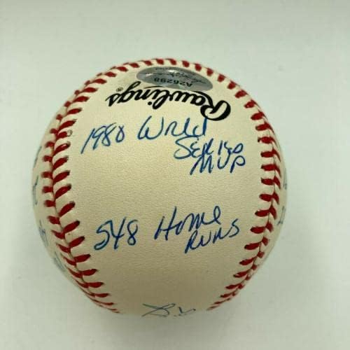 Майк Шмид Подписа Едро Вписан ИНДИКАТОР на кариерата на футболист Реджи Джексън СОА - Бейзболни топки с автографи
