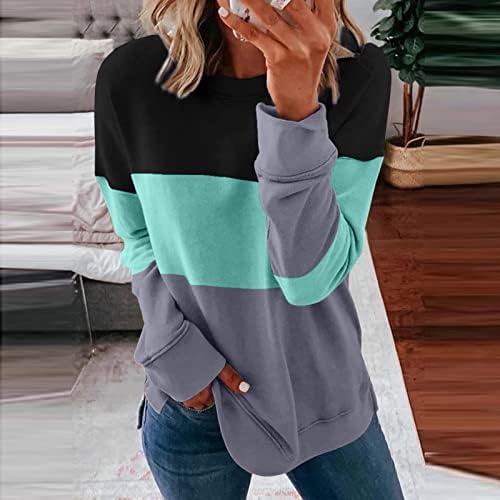 Дамски блузи пуловер с ръкав свободен пуловер пуловер случаен сблъсък пуловер hoody качулки пуловер