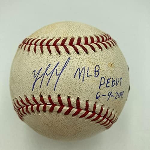 Йордан Алварес Дебютира в МЕЙДЖЪР лийг бейзбол 6-9-19 С автограф на Използваната игра на Бейзбол JSA COA - MLB Използвани