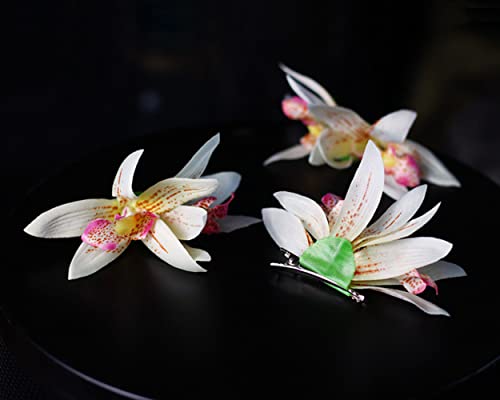 Елегантни сватбени фиби за коса с орхидеи, комплект от 3 части, шапки за шаферка на сватбата на фестивала.