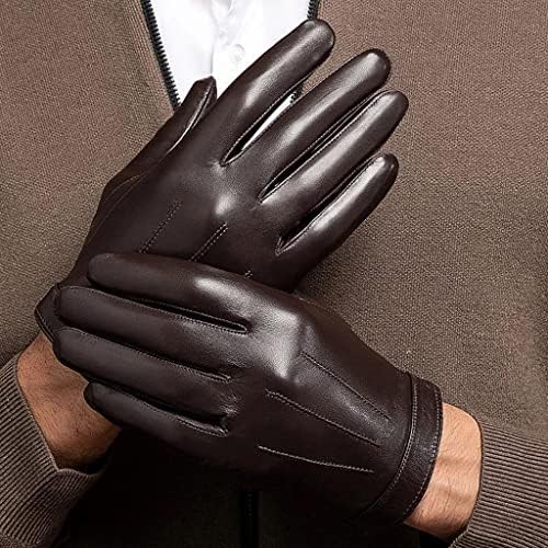 TREXD / Есенно-зимни Мъжки Бизнес Къси ръкавици за сензорен екран за целия пръст, Кожени ръкавици за шофиране (Цвят: D, Размер: код M)