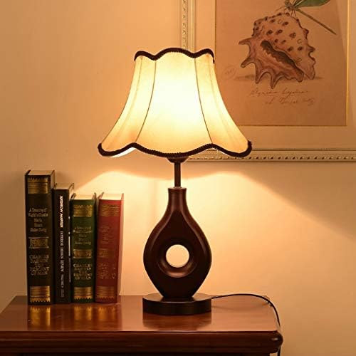 ZXZB Лампа За Четене Настолна Лампа Модерна Нова Китайска Дървена Настолна Лампа Нощна Лампа за Спални Ретро Плат Хол