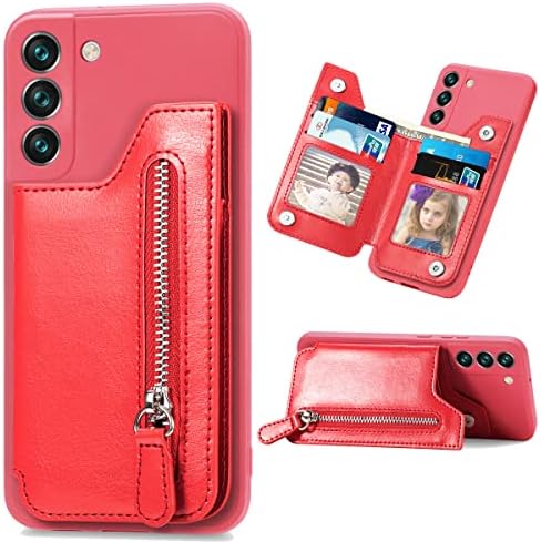 YSNZAQ Чанта-портфейл с цип с държач за карти Samsung Galaxy S22 5G, от изкуствена кожа, Сгъваем Портфейл с магнитна