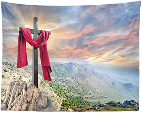 BELECO 20x10ft Плат Възкресението на Исус на Кръста за Великден Фон Свети Светлина Планински Фон Библейска Молитва Християнско