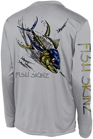 Мъжка риза за риболов Fish Skinz Със защита UPF 50+, Груб Тон, Сиво