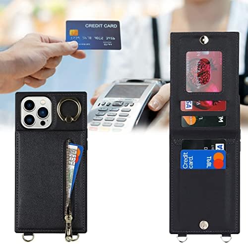 Луксозен калъф за iPhone 13 Pro Max с държач за карти за Носене в чантата си през рамо за iPhone 13 Pro Max с каишка
