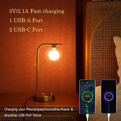 Промишлени Настолни лампи Shangpai с USB порта за зареждане, Яркостта на Златист метал в близост До Настолна лампа със
