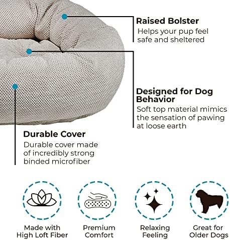 Легла за кучета Bowsers Aspen Chenille Donut Bed за кучета - Успокояваща легла за кучета с подвижни ворсистой възглавницата