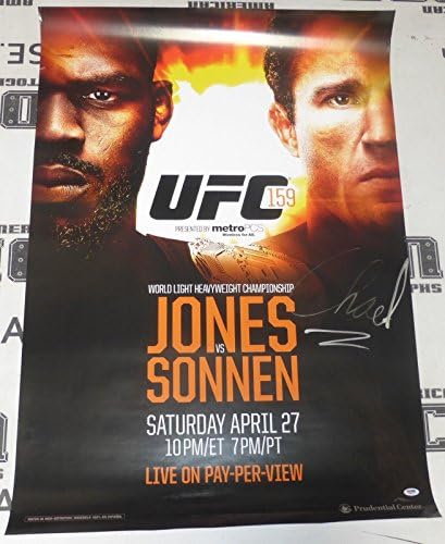 Участниците Соннен Подписа Официален Постер на UFC 159 с Автограф на PSA / DNA COA срещу Джон Джоунс - Autograph UFC