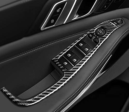 Eppar Нови капачки стеклоподъемников от въглеродни влакна, съвместими с BMW X5 G05 2019-2020 (черен)