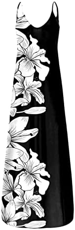 Жена Пролетта рокля Fragarn 2023, Ежедневното Модно Дамско Дълга рокля без ръкави с V-Образно деколте и принтом