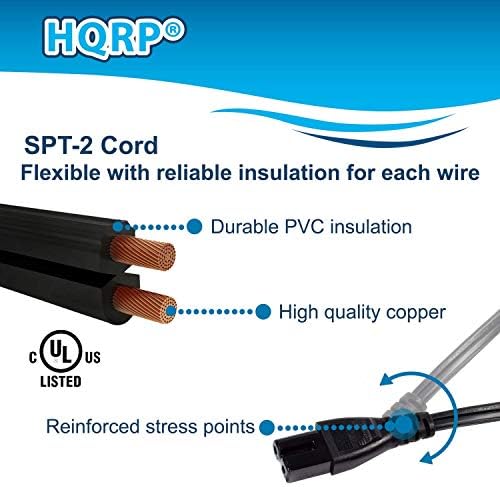 Захранващ кабел ac HQRP е Съвместим с Panasonic TC-L55ET60 TC-L55WT60 TC-L58E60 TC-L60DT60 TC-L65E60 TC-L65WT600 TH-50LFE7U