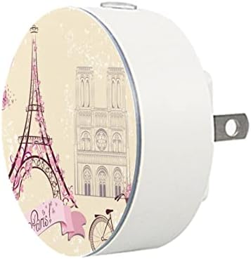 2 Бр Plug лека нощ Led нощна светлина Розово Париж-Айфеловата Кула на Мотора с тегло от Здрач до Зори за Детска Стая,