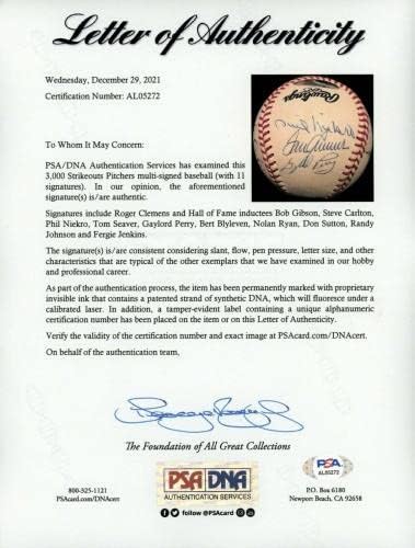 Бейзболен клуб с автограф от 3000 играчи, подписан бейсболистом Ноланом Райаном Том Сивером и Ранди Джонсън PSA DNA - Бейзболни топки С Автографи