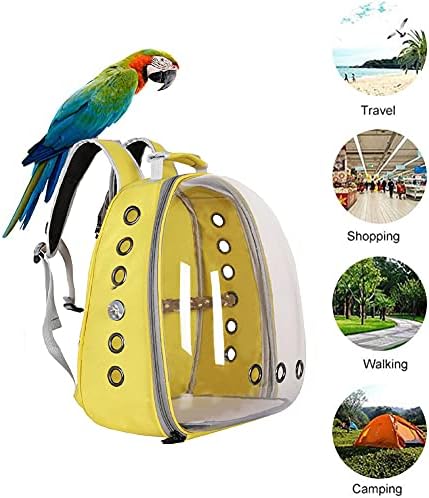 Раница-Переноска за птици JingShi, Раница-Переноска за пътуване Bubble Bird, с Висока Насестом и Купата за Хранене на