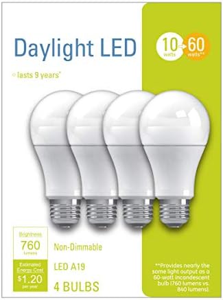 Led крушки на GE Lighting, 60 W Еквивалент, Дневна светлина, Стандартна лампа A19, 4 бр. (опаковка по 1 парче)