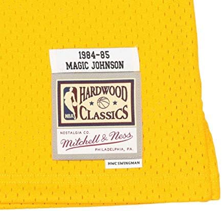 Меджик Джонсън Лос Анджелис Лейкърс Мъжки Жълта Тениска от твърда дървесина Класика Свингман
