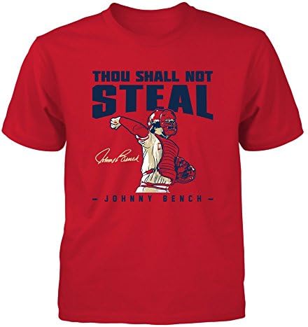 Тениска с фанатским принтом Джони Bench - Ти не трябва да се краде - Младежка тениска / Червена / S