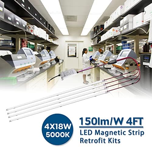 Комплект за дооснащения LED Troffer, 2x4 фута от магнити, комплект за дооснащения LED с мощност 72 W, 5000 До Ярко-бели