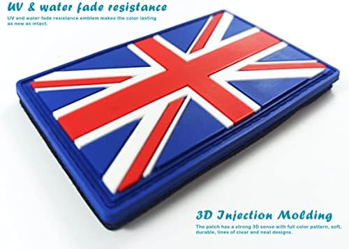 JBCD Великобритания Нашивка с Британския флаг Union Jack Тактическа нашивка - PVC Гумена нашивка с цип кука и контур (2 опаковки)