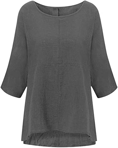 Дамски Модни Однотонная Свободна Тениска с кръгло деколте и 3/4 ръкав, Пуловери, Блузи, Тънки Свободни Основни върхове