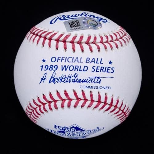 Марк Mcgwire 89 WS Champs Подписан Сертификат 1989 WS Logo MLB Бейзбол - Бейзболни топки с автографи