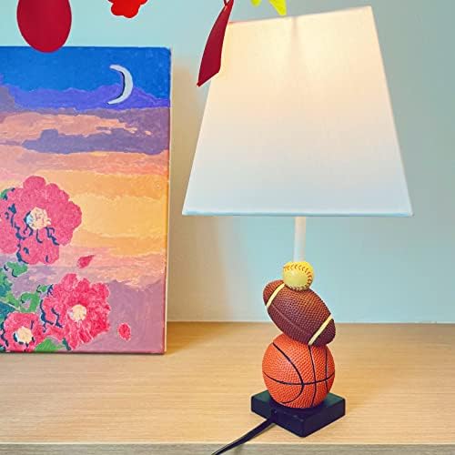 Детска Нощна настолна лампа HERBESTBAY, очарователен 14-инчов футбол, баскетбол и бейзбол дизайн с хубав абажуром, спортна