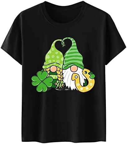 Ризи HUIHAIXIANGBAO за Жени, Дамски Зелена Туника с Графичен принтом на Деня на Св. Патрик, Потник, Блуза с кръгло деколте