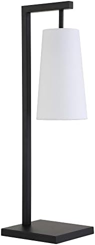 Настолна лампа Henn&Hart височина 26 см с Филтър абажуром от Черненой бронз /Бял цвят, Маса за Хол, Спалня