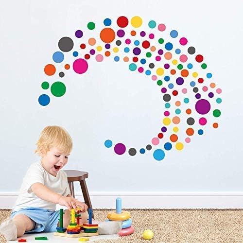 PARLAIM с Преливащи се цветове Стикери за стена с различни размери на точки, Етикети за декора на стените на детската стая, идеални за стая на момчета и момичета, хол, сп