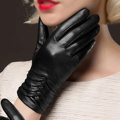 n/a Есенно-зимни дамски кожени ръкавици, Дамски топли и студени ръкавици, дамски ръкавици за шофиране (Цвят: D, размер: