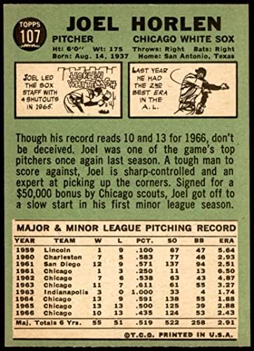 1967 Topps 107 Джоел Хорлен Чикаго Уайт Сокс (бейзболна карта) в Ню Йорк Уайт Сокс