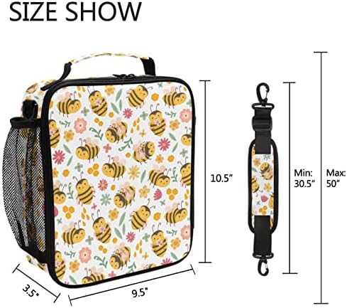 ZZXXB Honey Bee Daisy Цвете Изолирано Чанта за Обяд Скоростна Множество Термосумка-Хладилник Чанта-Тоут За Пикник на