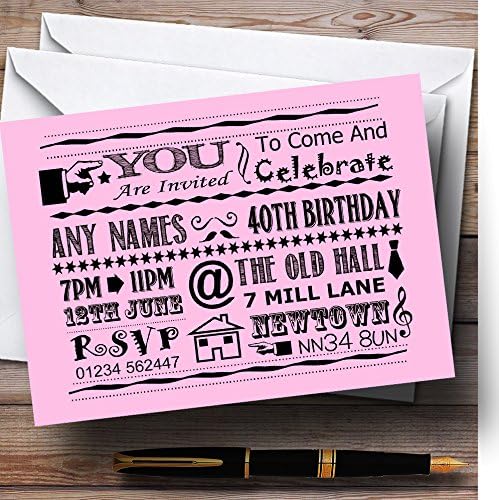 Пощенска картичка Zoo Cool Vintage Весела Креда типография Бледо-розов цвят с персонализирания ви кани на парти по случай