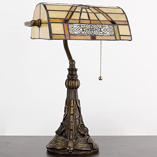RHLAMPS Banker Лампа Настолна Лампа Tiffany, Викторианската Жълта Витражная Стъклена се изпълнява пиано Лампа, 15 Регулируема