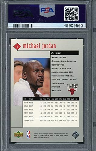Майкъл Джордан 1998 Баскетболно карта с черен диамант Горната палуба 8 С рейтинг PSA MINT 9