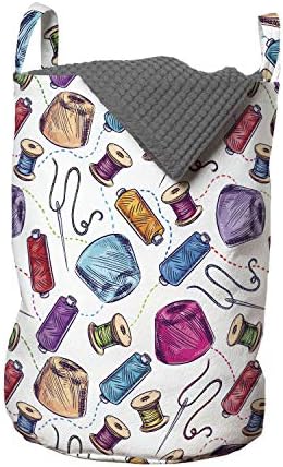 Чанта за дрехи Ambesonne Лилав Цвят, Цветни Рисунки, Свързани с Пошивом дрехи, Свързани с Производството на Конци, Макари