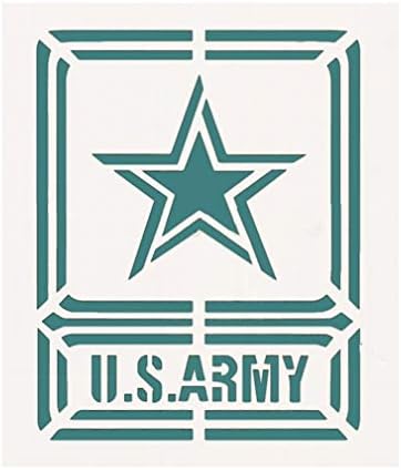 КУПИ Армейски шаблони САЩ за рисуване върху дърво, Плат, стени, Аерограф + Много Други | за многократна употреба шаблон от Mylar размер на 8,7 х 7,4 инча (Военен логото на а?
