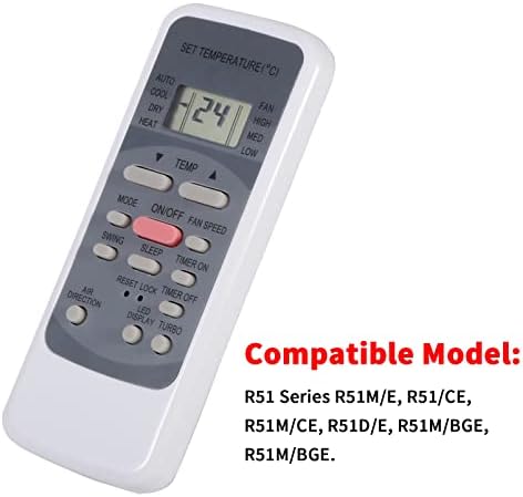 Дистанционно управление, климатик, Разменени дистанционно управление R51M/E, LCD дисплей, Подходящ за Климатик Midea