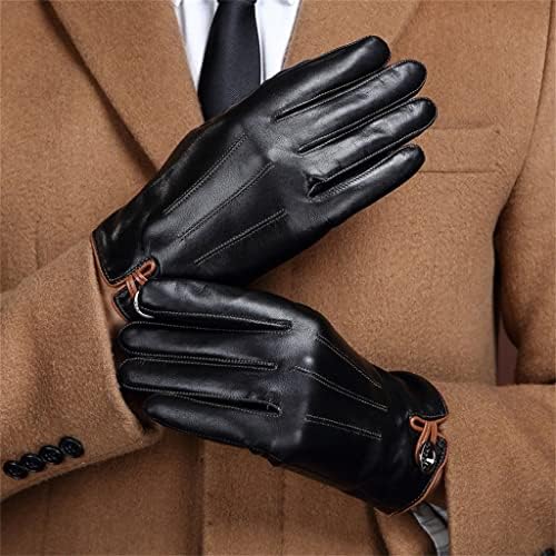 Ръкавици N/A Мъжки Топли Зимни Кожени Ръкавици за сензорен екран за една плюшена подплата, ръкавици за шофиране на китката