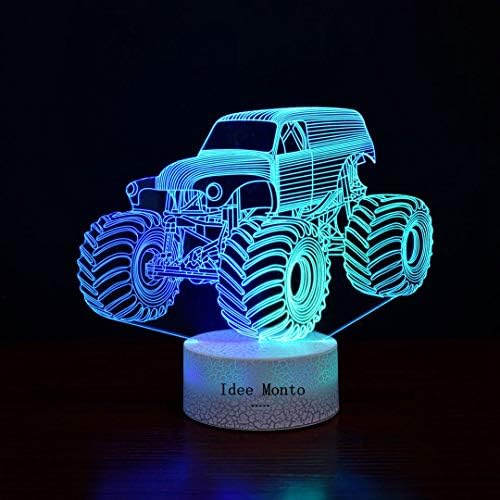 3D Нощни осветителни Тела за деца, Нощна Лампа за бебета, Камиони-Чудовища за момчета, 7 Светодиоди, Променящия Цвят