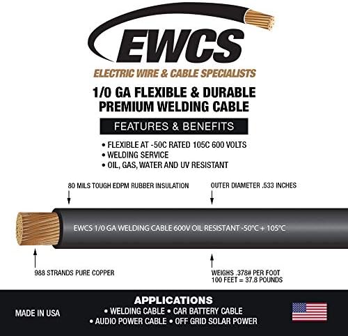 Сверхгибкий Заваряване кабел премиум-клас EWCS 1/0 Калибър 600 Волта - Задната част - 100 Фута - Произведено в САЩ