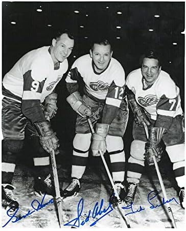 ГОРДИ ХОУ, LED АБЕЛ и ТЕД ЛИНДЗИ Подписаха Снимка с размер 16 х 20 - 79154 - Снимки на НХЛ с автограф