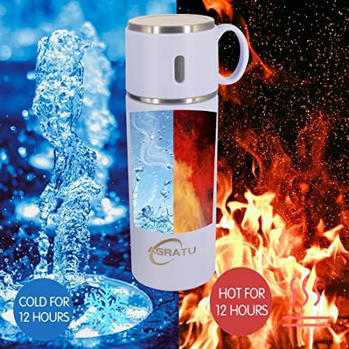 AGRATU Термос за топли и студени напитки, Кафе Пътна чаша-термос с 14.2 мл, Термос за гореща вода от неръждаема стомана
